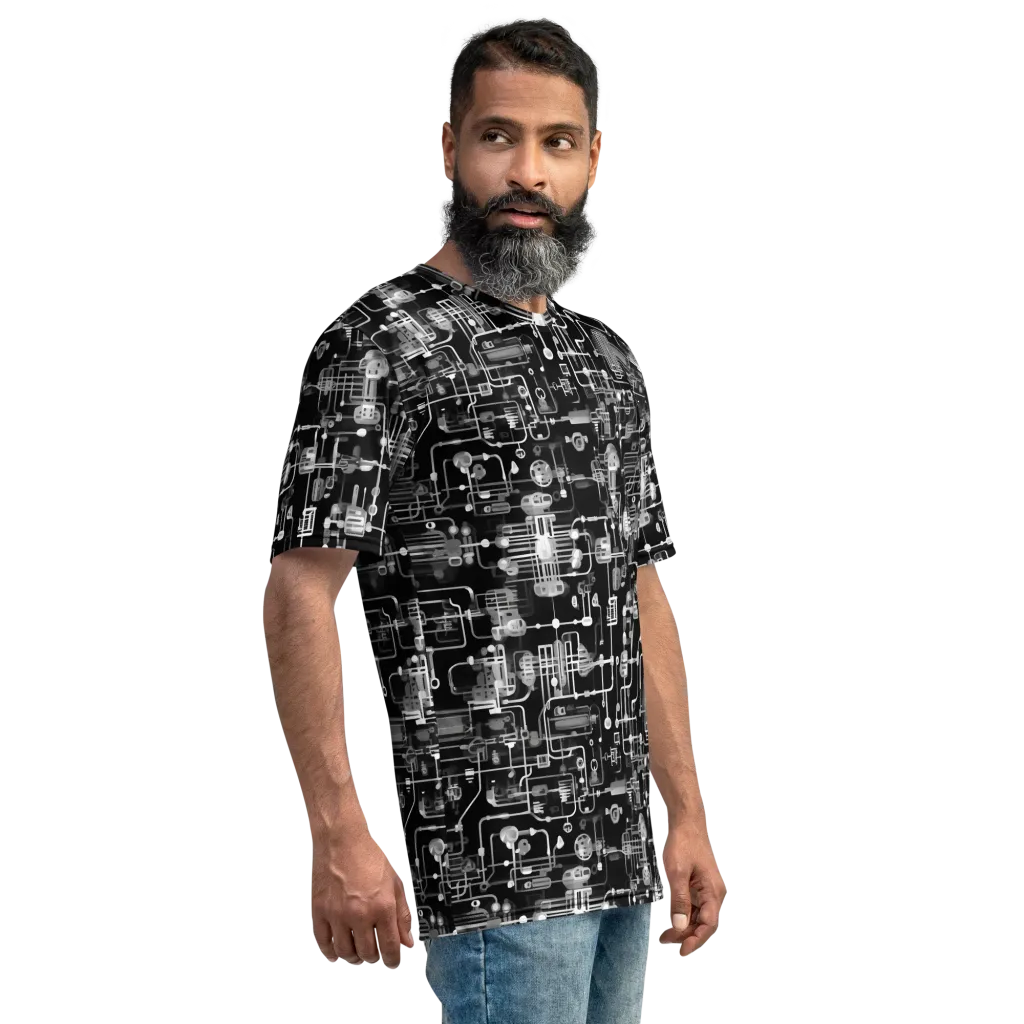 Noir Circuit on Men's Crew Neck T-Shirt — Right sleeve