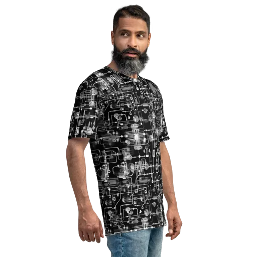 Noir Circuit on a Men's Crew Neck T-Shirt