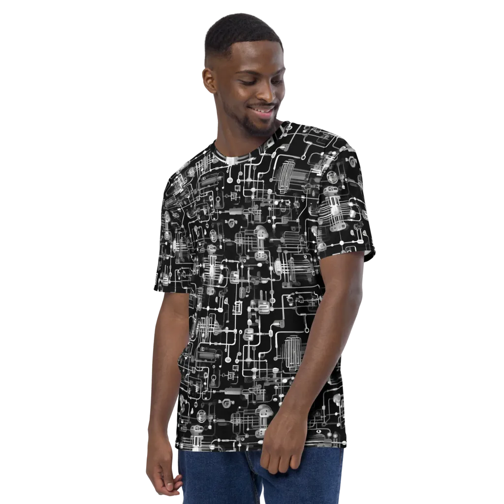 Noir Circuit on Men's Crew Neck T-Shirt — Left sleeve