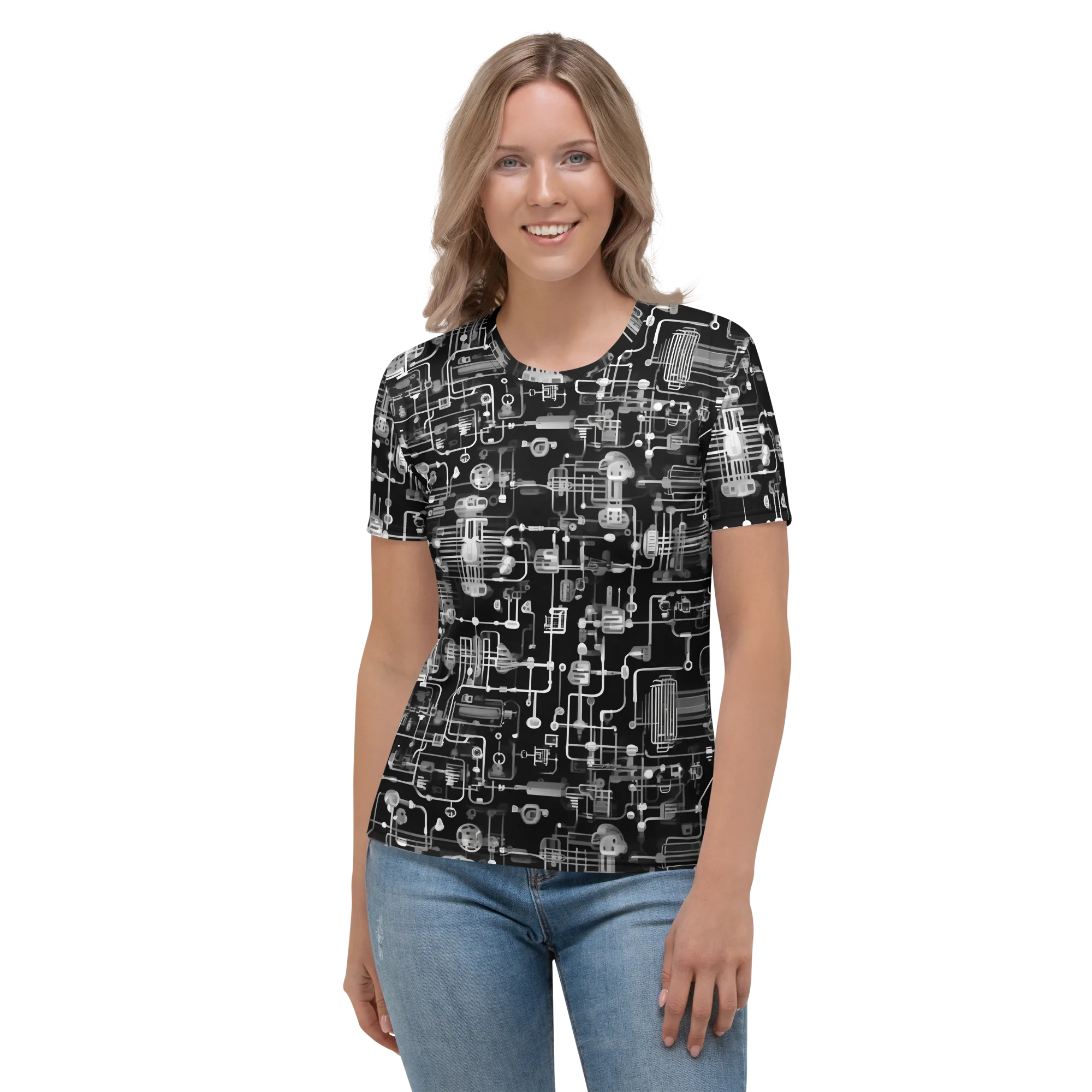 Noir Circuit on Women's Crew Neck T-Shirt — Front