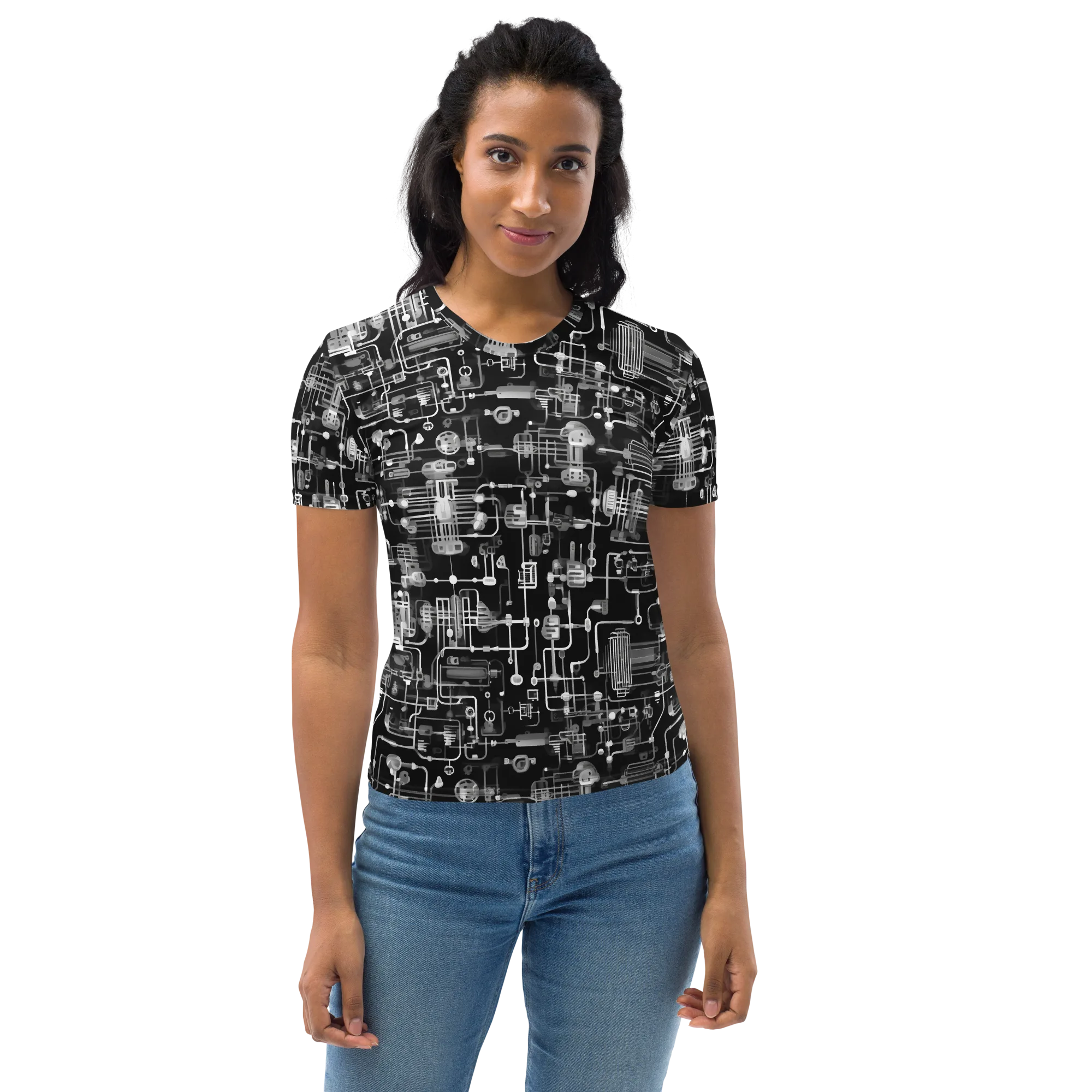 Noir Circuit on Women's Crew Neck T-Shirt — Print file