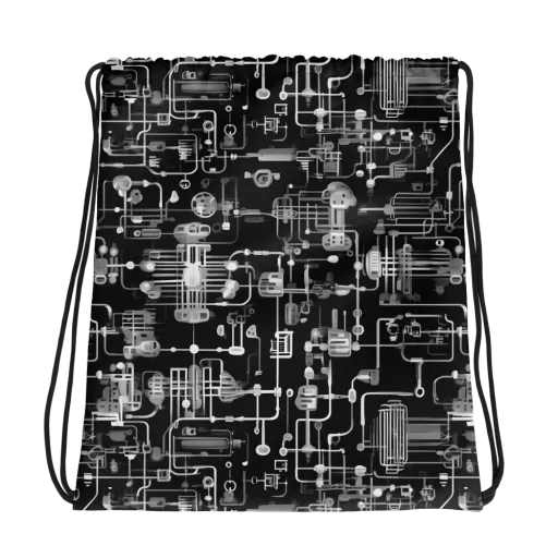 Noir Circuit on a Drawstring Bag