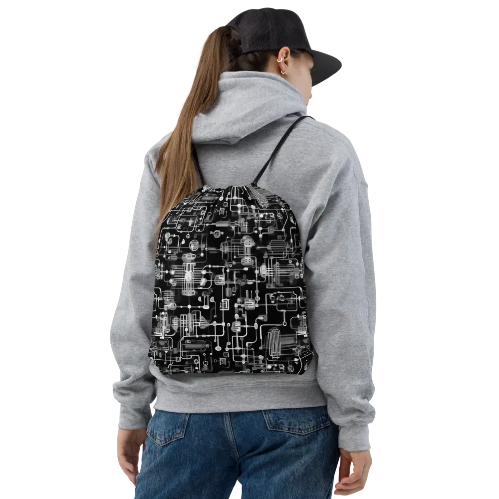 Noir Circuit on Drawstring Bag — Front