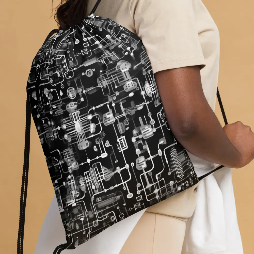 Noir Circuit on Drawstring Bag — Front 2