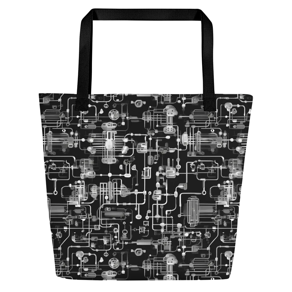 Noir Circuit on Large Tote Bag W/ Pocket — Front