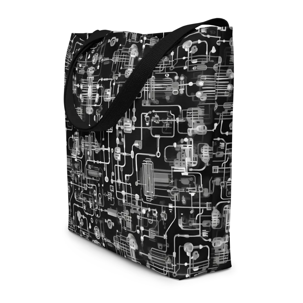 Noir Circuit on Large Tote Bag W/ Pocket — Print file