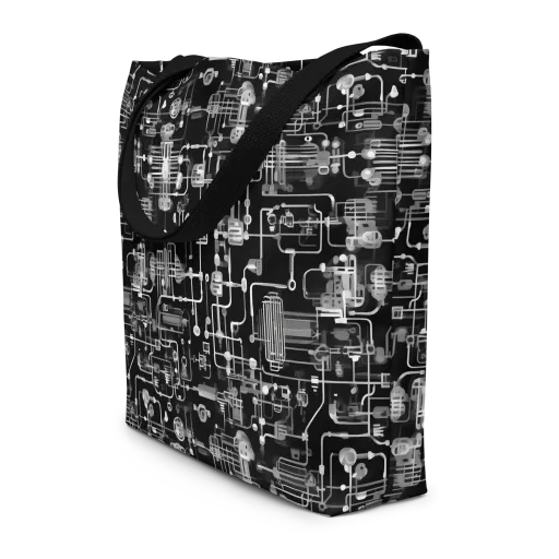 Noir Circuit on a Large Tote Bag W/ Pocket