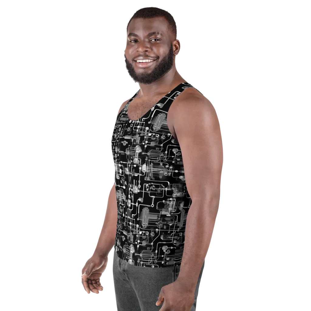 Noir Circuit on Men's Tank Top — Left Front