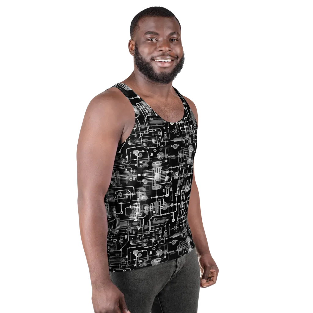 Noir Circuit on Men's Tank Top — Right Front