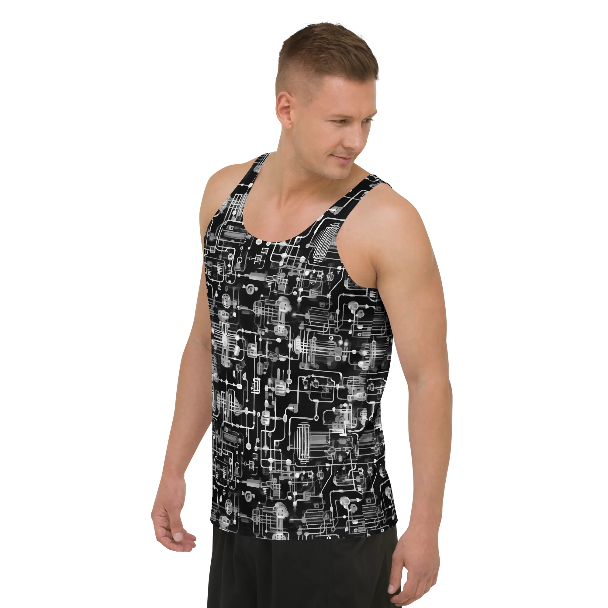 Noir Circuit on Men's Tank Top — Front print