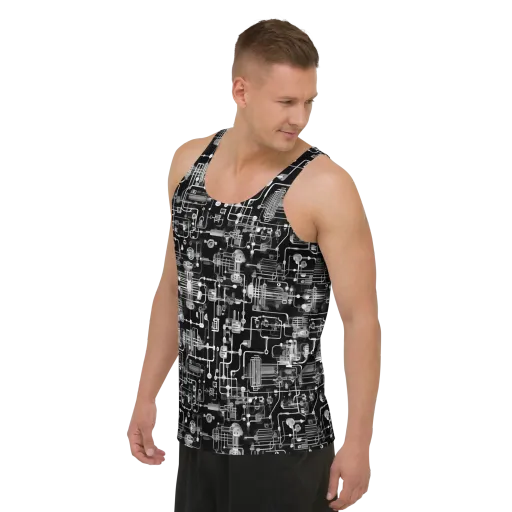 Noir Circuit on a Men's Tank Top