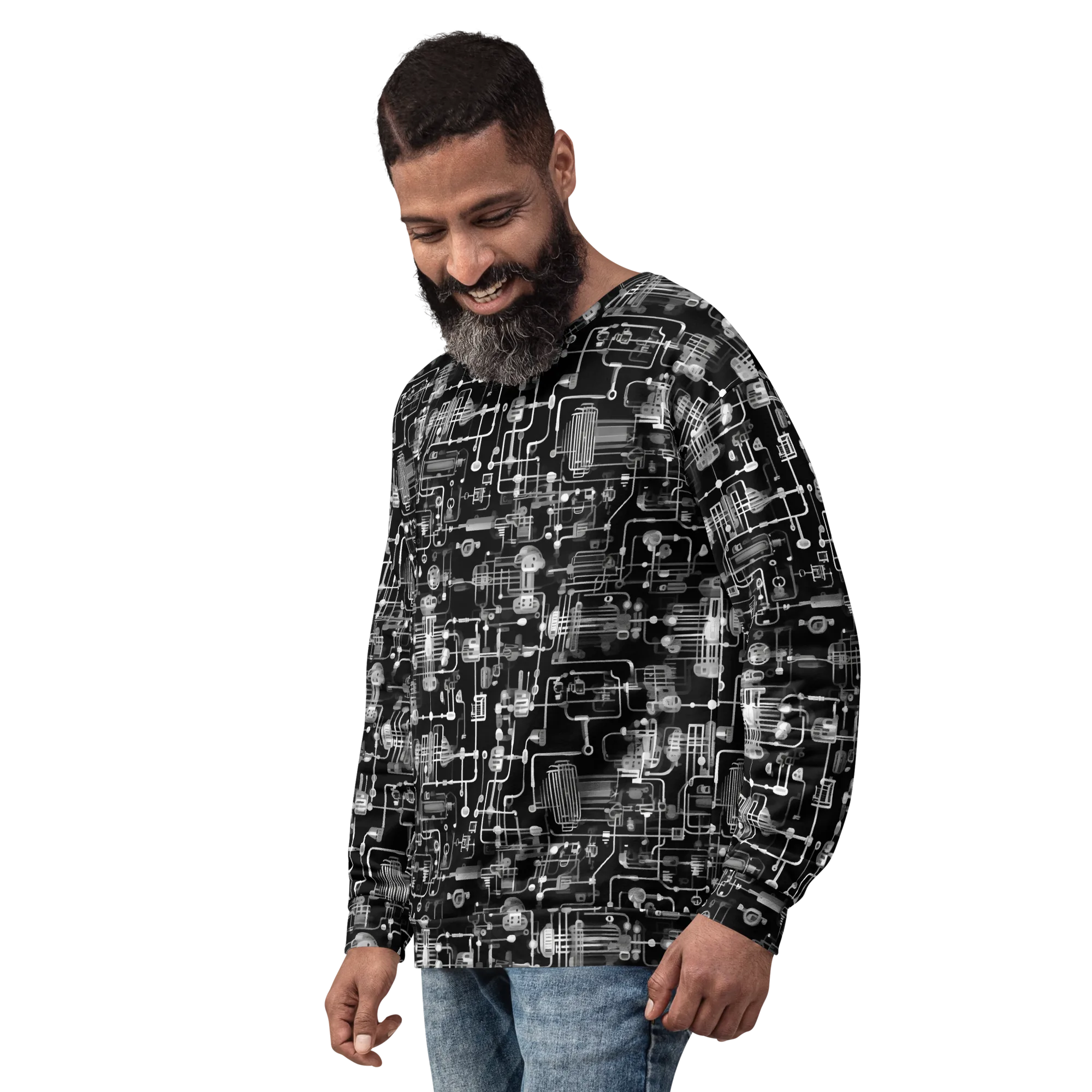 Noir Circuit on Sweatshirt — Left sleeve