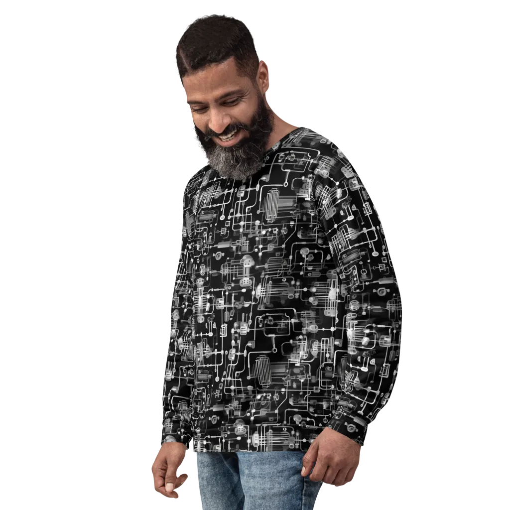 Noir Circuit on Sweatshirt — Left sleeve
