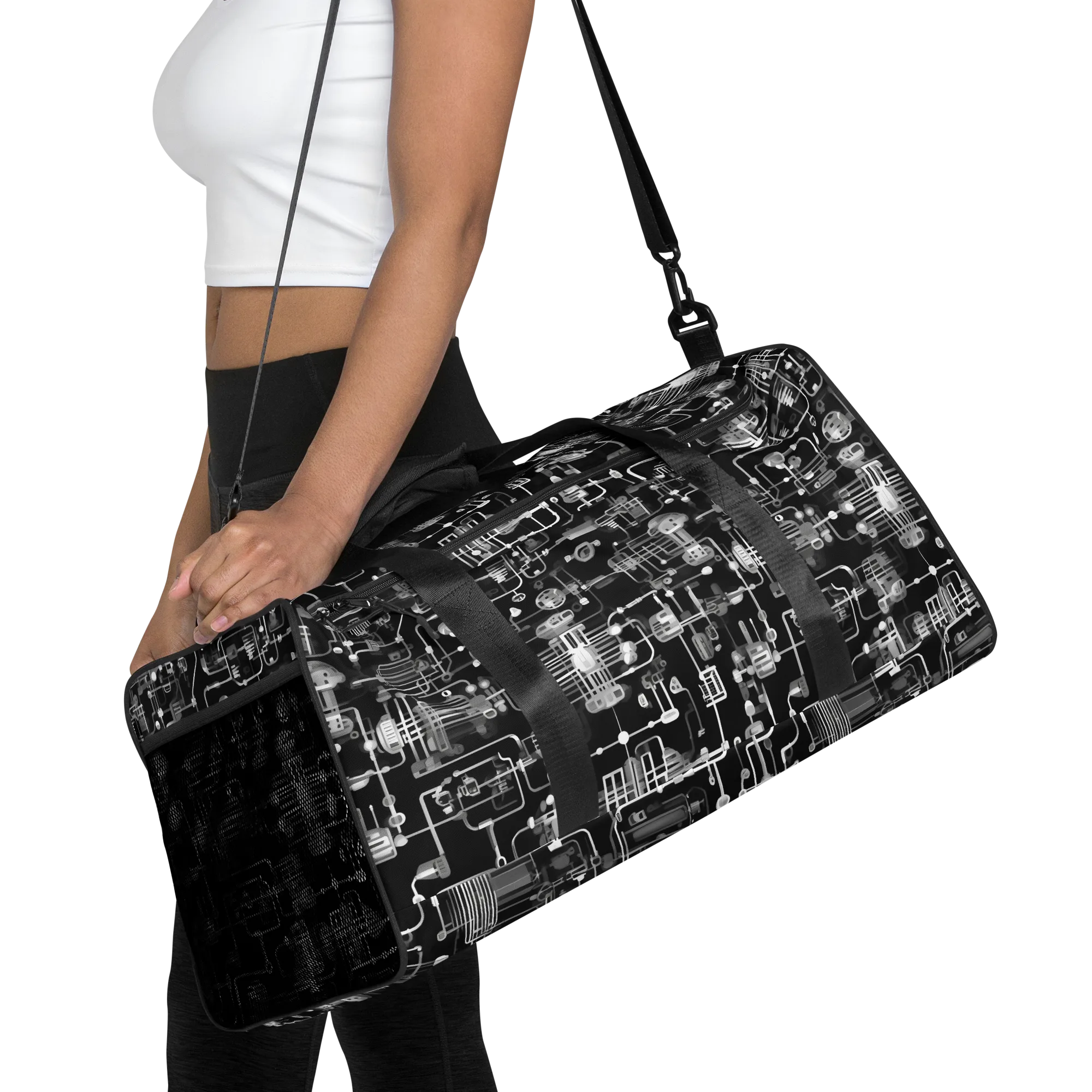 Noir Circuit on Duffle Bag — Front