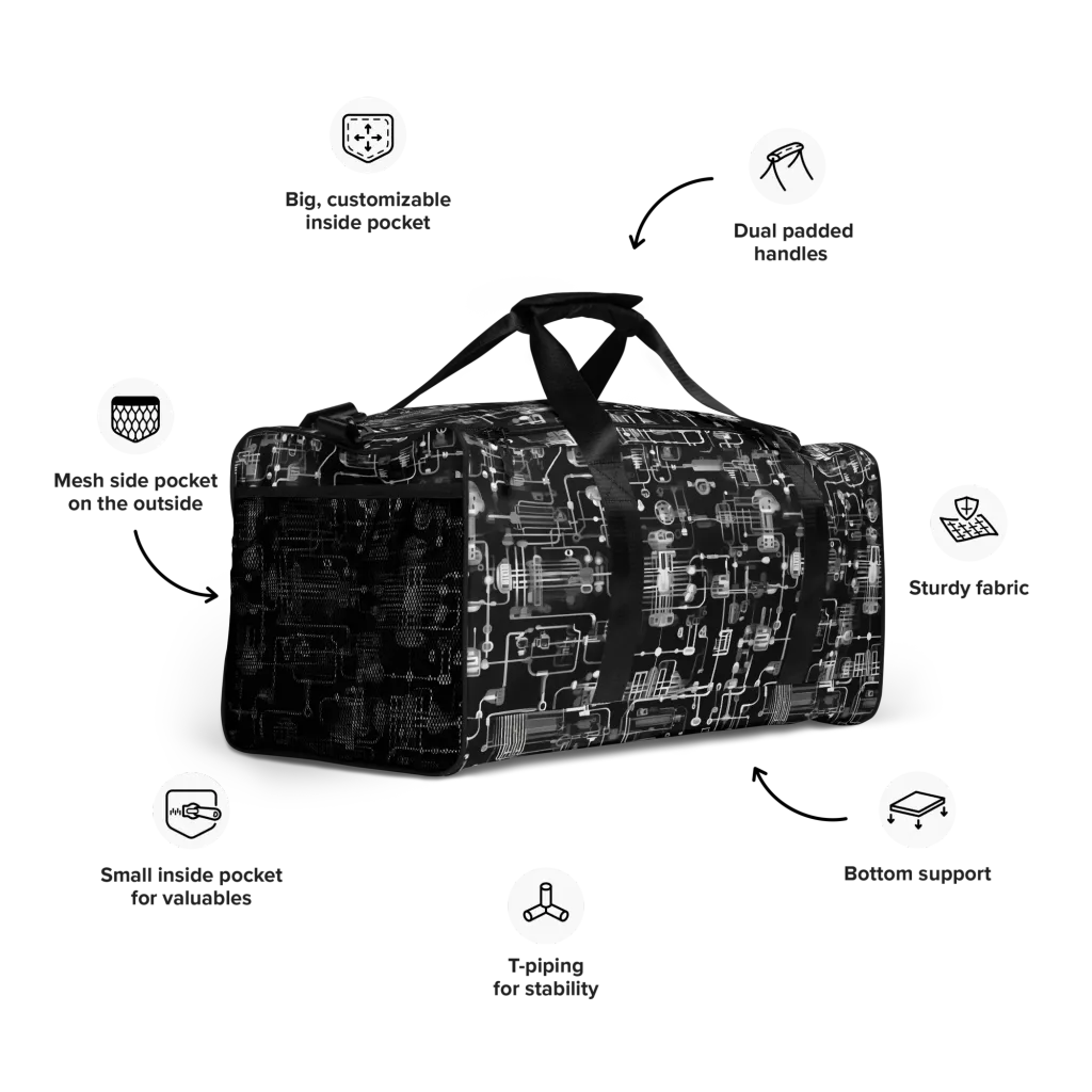 Noir Circuit on Duffle Bag — Front print