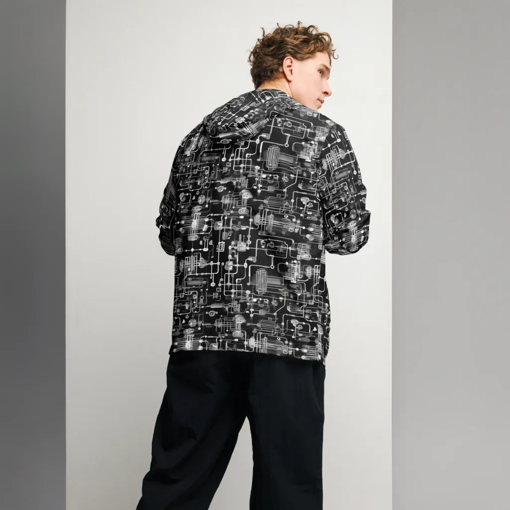 Noir Circuit on Men's Windbreaker — Back print