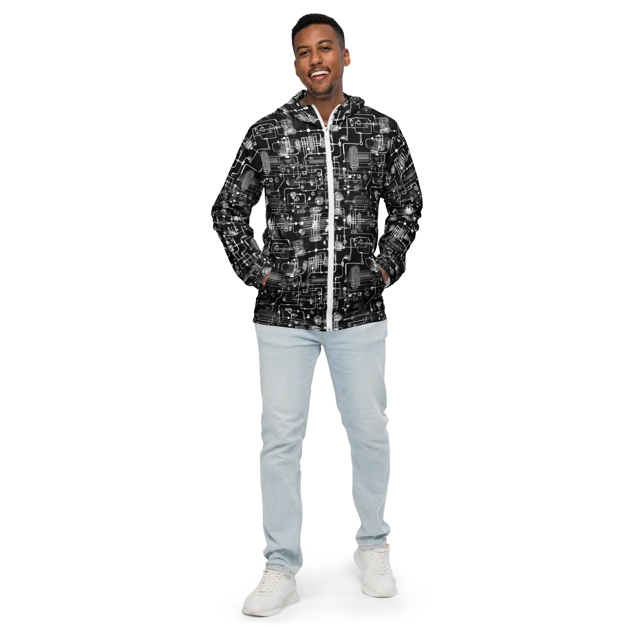 Noir Circuit on Men's Windbreaker — Front