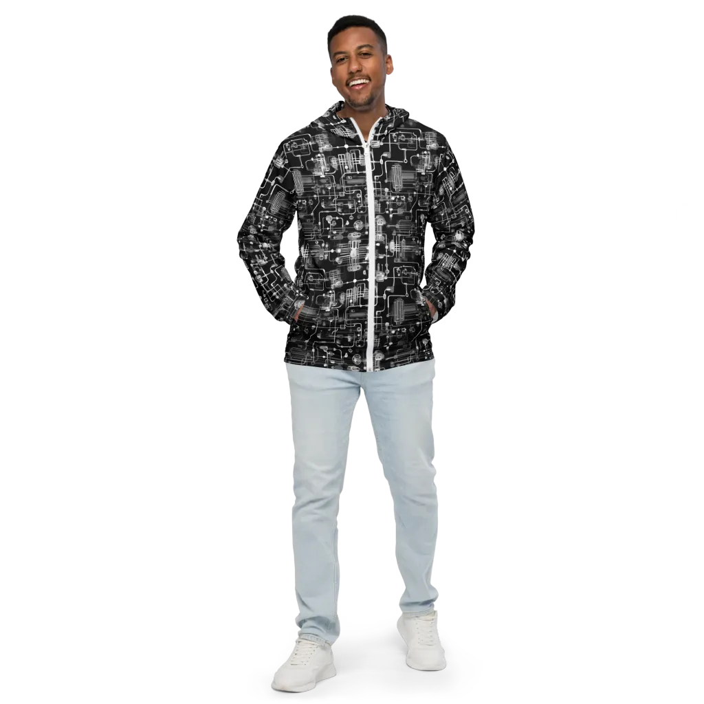 Noir Circuit on Men's Windbreaker — Front