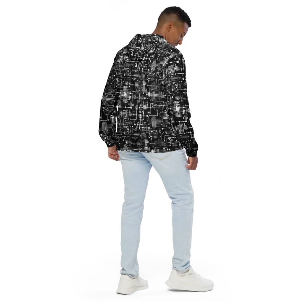 Noir Circuit on Men's Windbreaker — Back