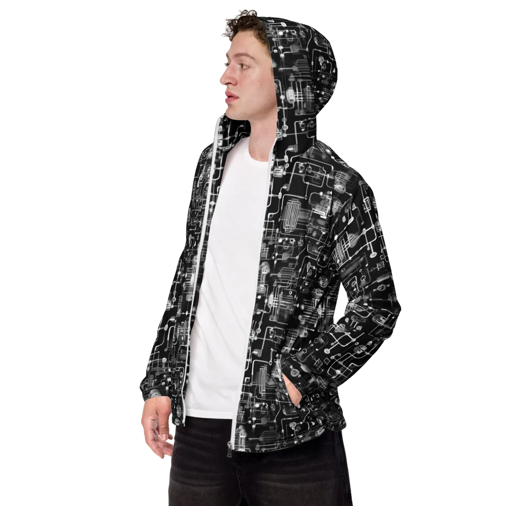 Noir Circuit on Men's Windbreaker — Left Front
