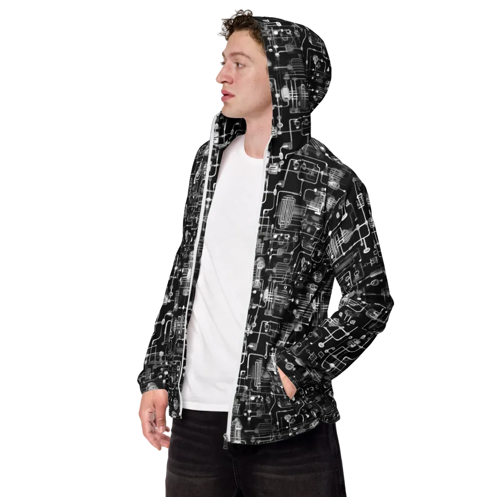 Noir Circuit on Men's Windbreaker — Left Front