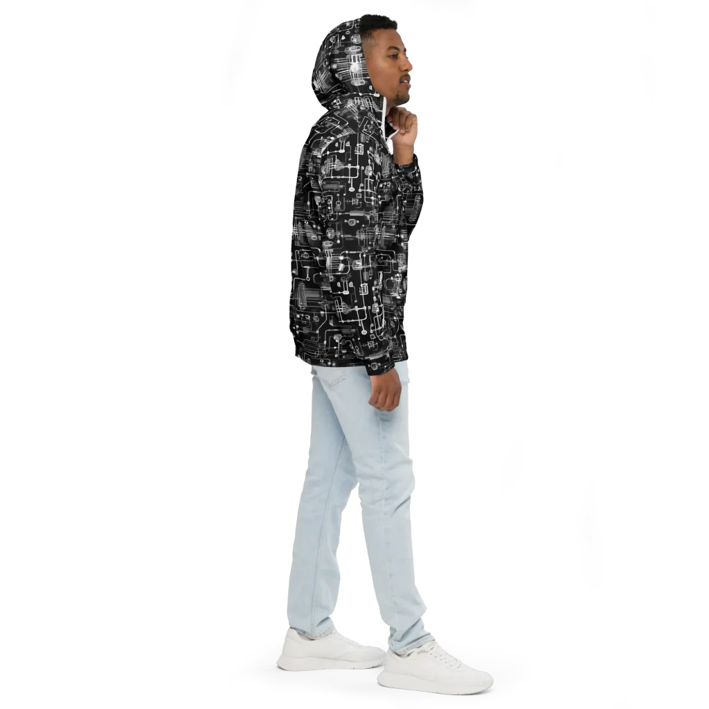 Noir Circuit on Men's Windbreaker — Right sleeve