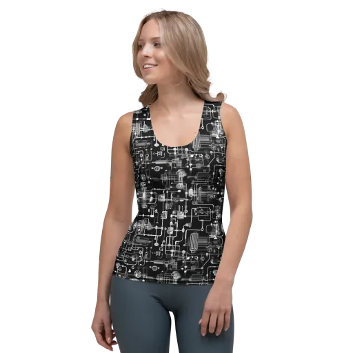 Noir Circuit on a Women's Tank Top