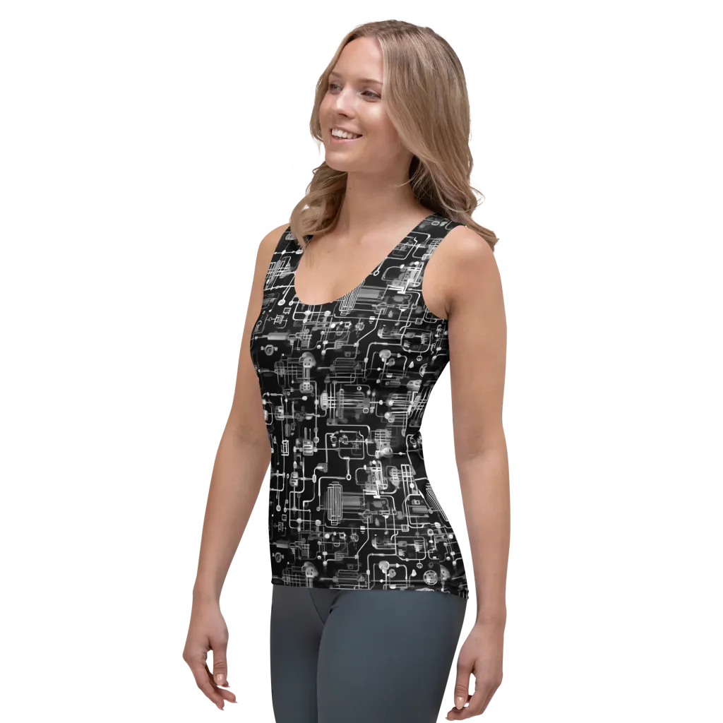 Noir Circuit on Women's Tank Top — Left Front