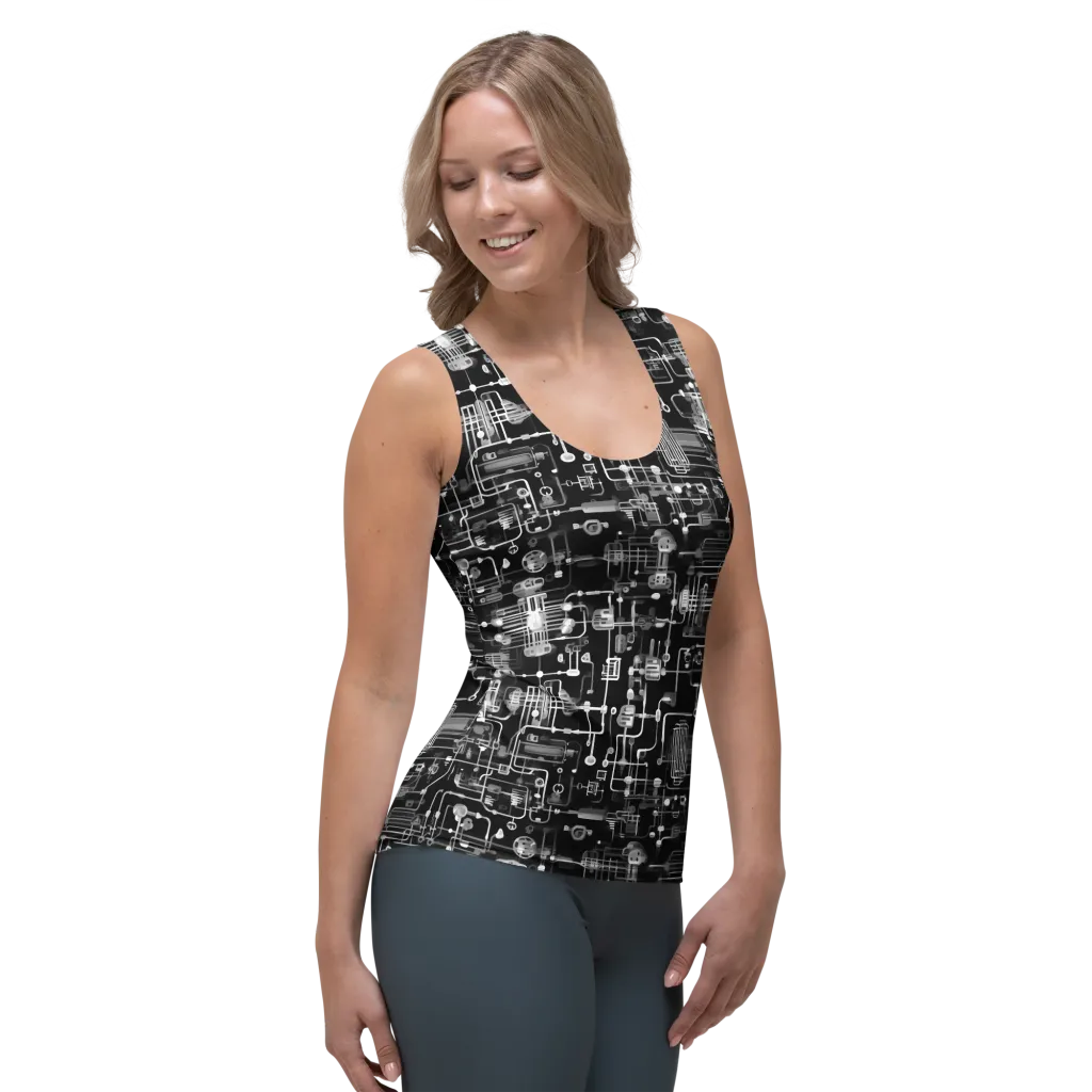 Noir Circuit on Women's Tank Top — Right Front