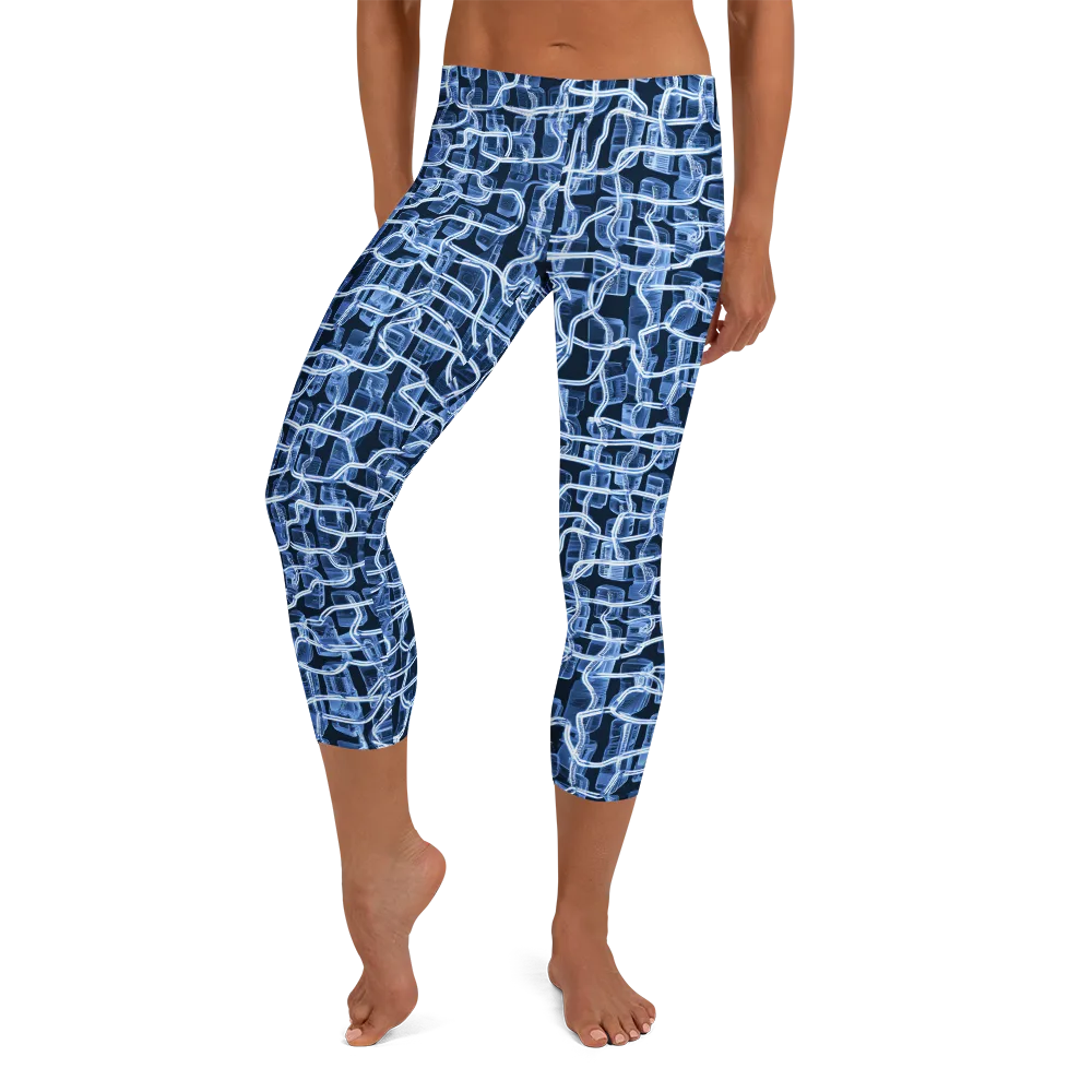 Midnight Circuitry on Capri Leggings — Front