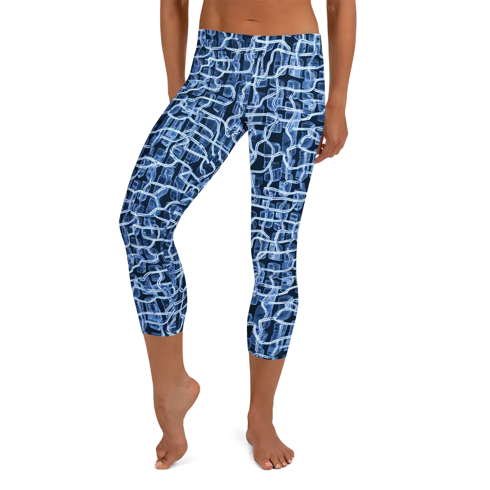 Midnight Circuitry on Capri Leggings — Front