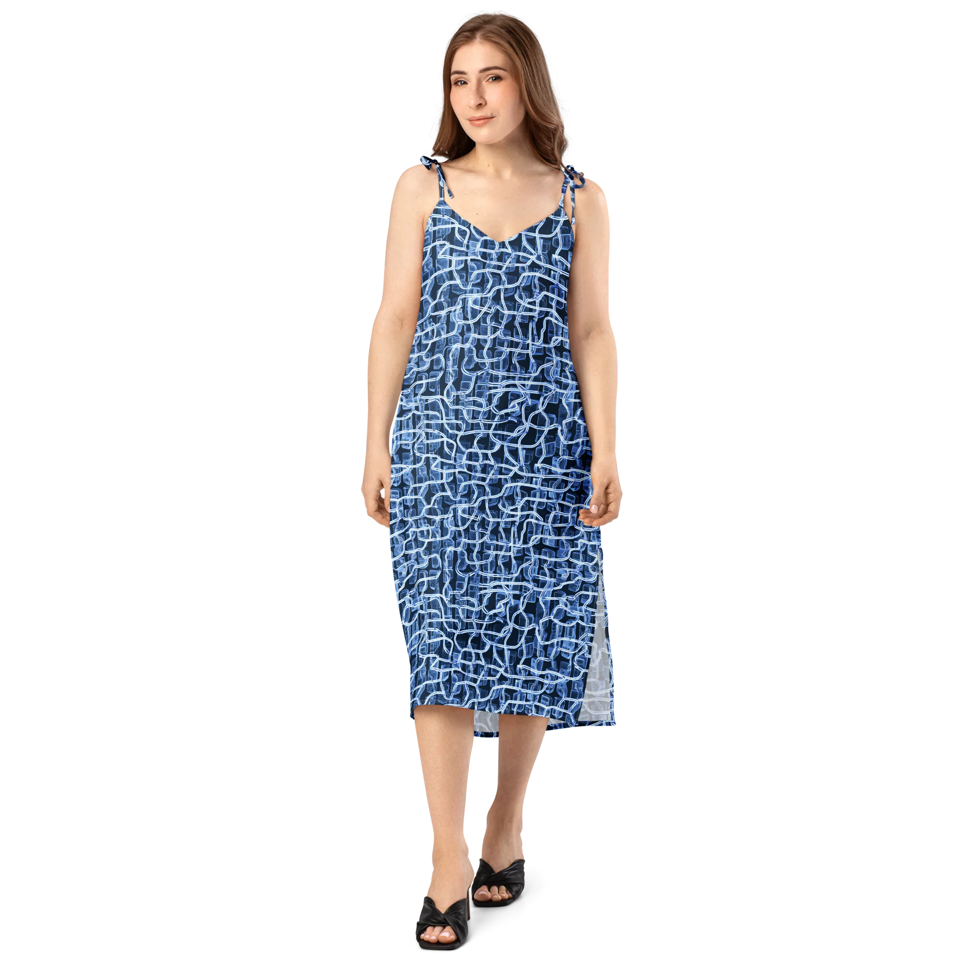 Midnight Circuitry on Slip Dress — Front