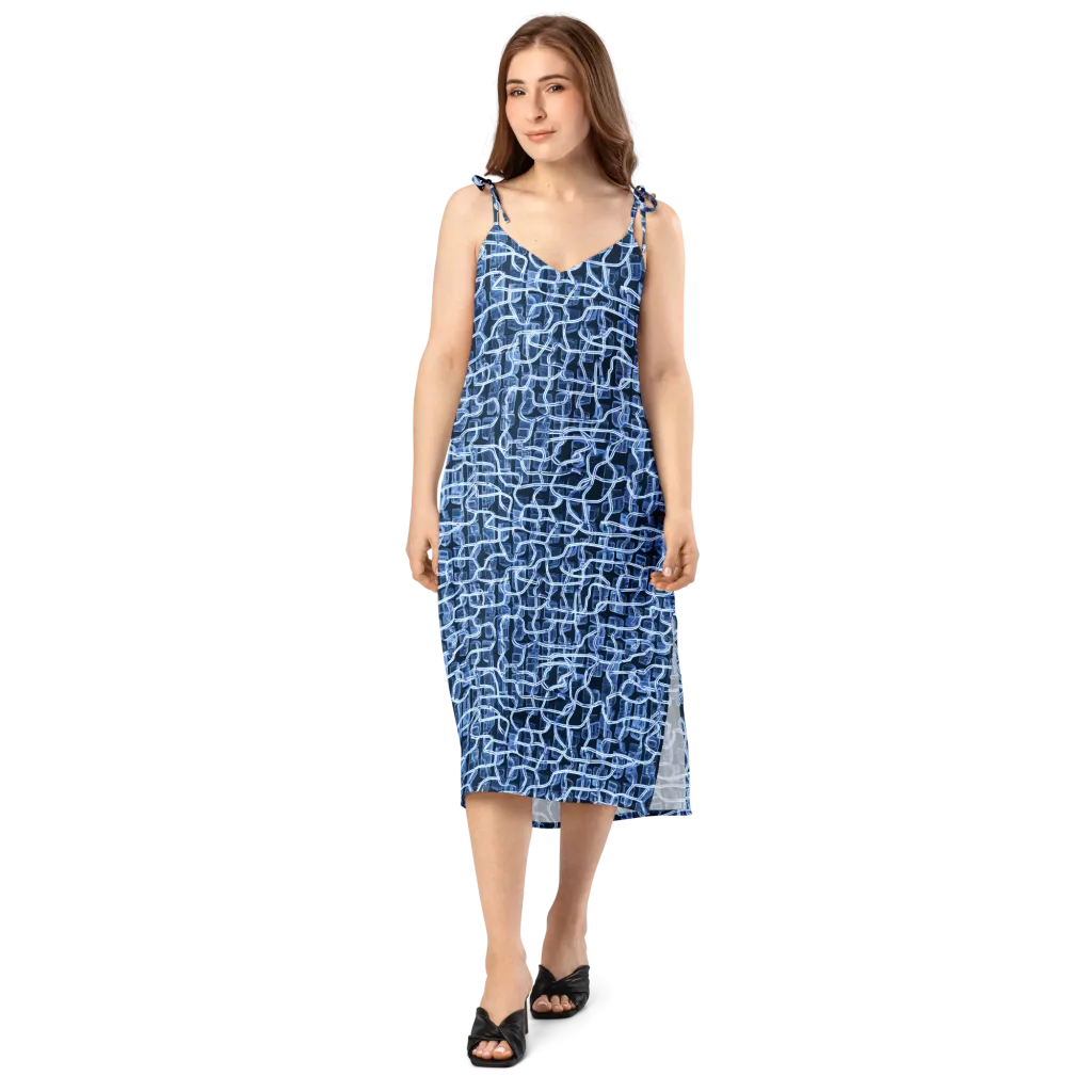 Midnight Circuitry on Slip Dress — Front