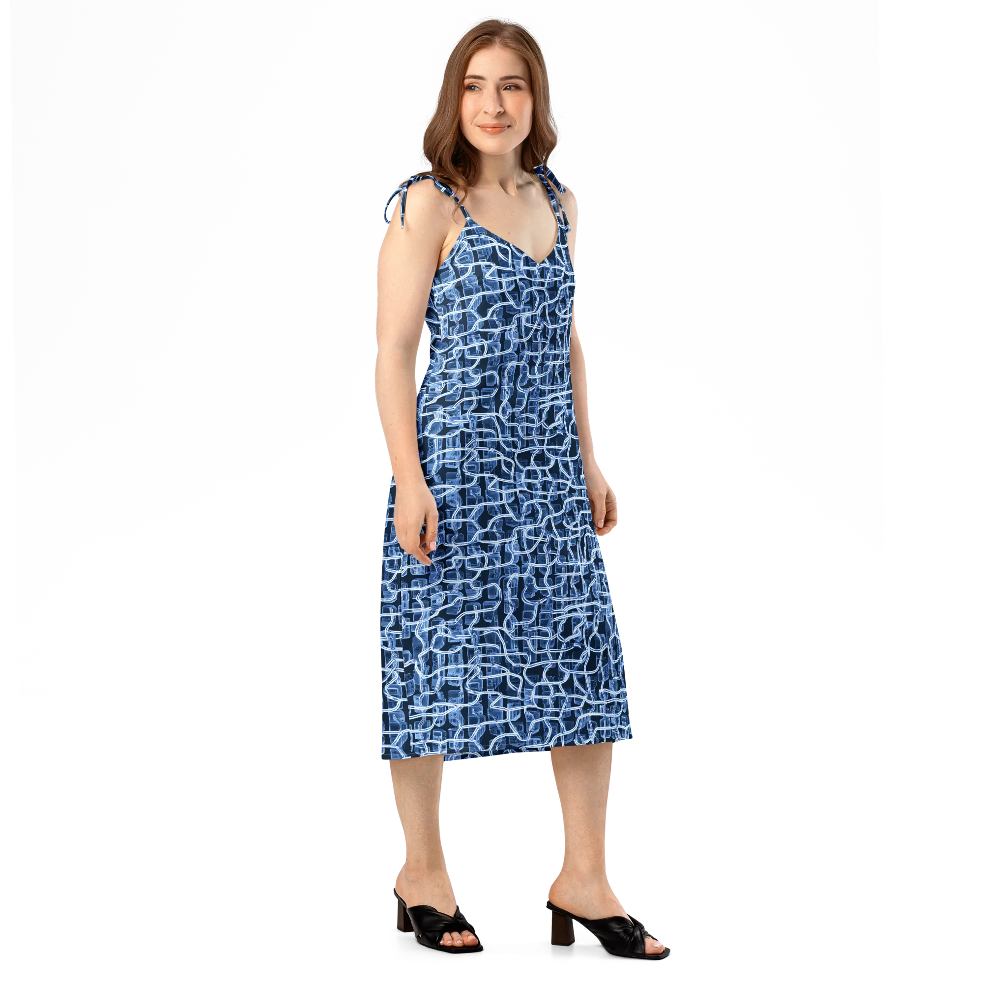 Midnight Circuitry on Slip Dress — Right Front