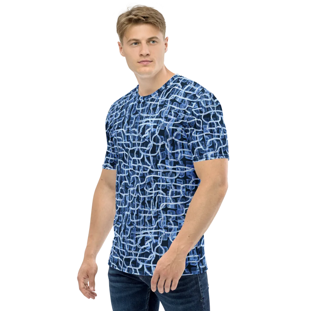 Midnight Circuitry on Men's Crew Neck T-Shirt — Left sleeve