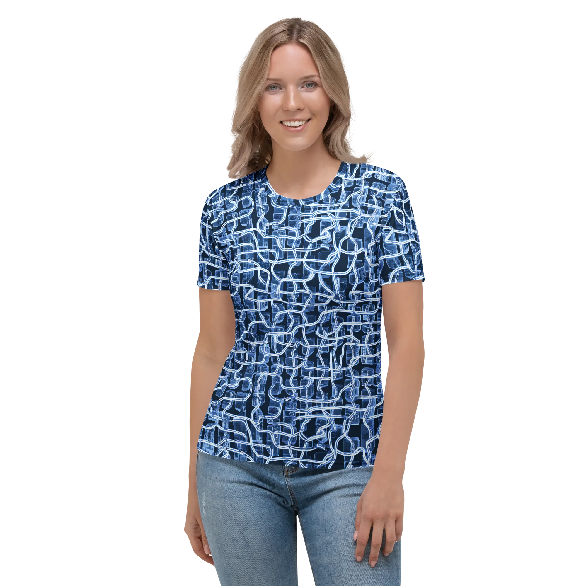 Midnight Circuitry on Women's Crew Neck T-Shirt — Front
