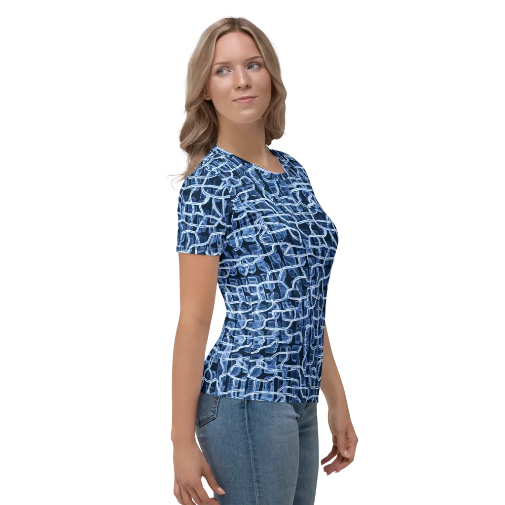 Midnight Circuitry on Women's Crew Neck T-Shirt — Right sleeve