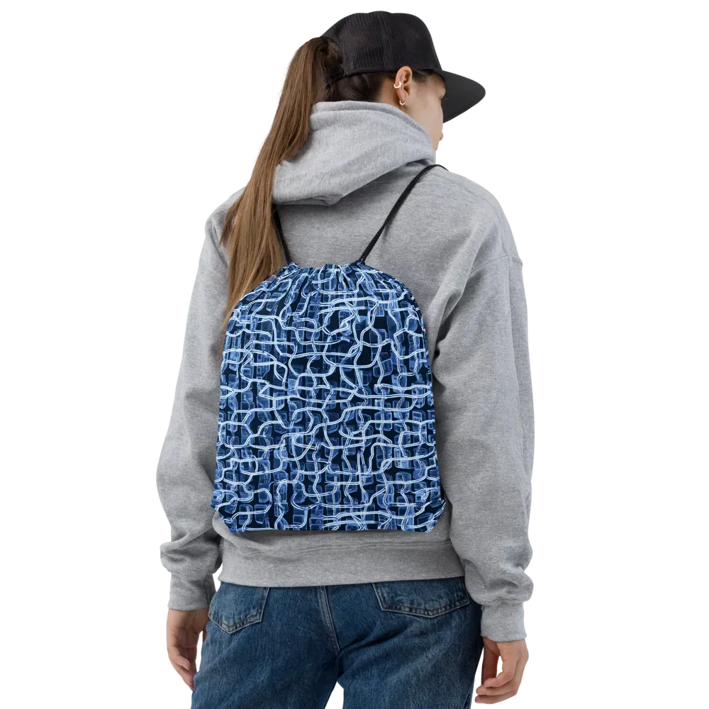 Midnight Circuitry on Drawstring Bag — Front