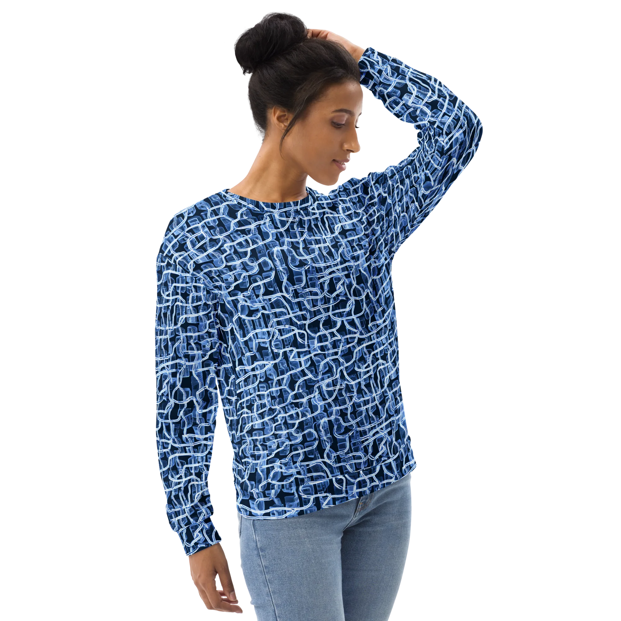 Midnight Circuitry on Sweatshirt — Right sleeve