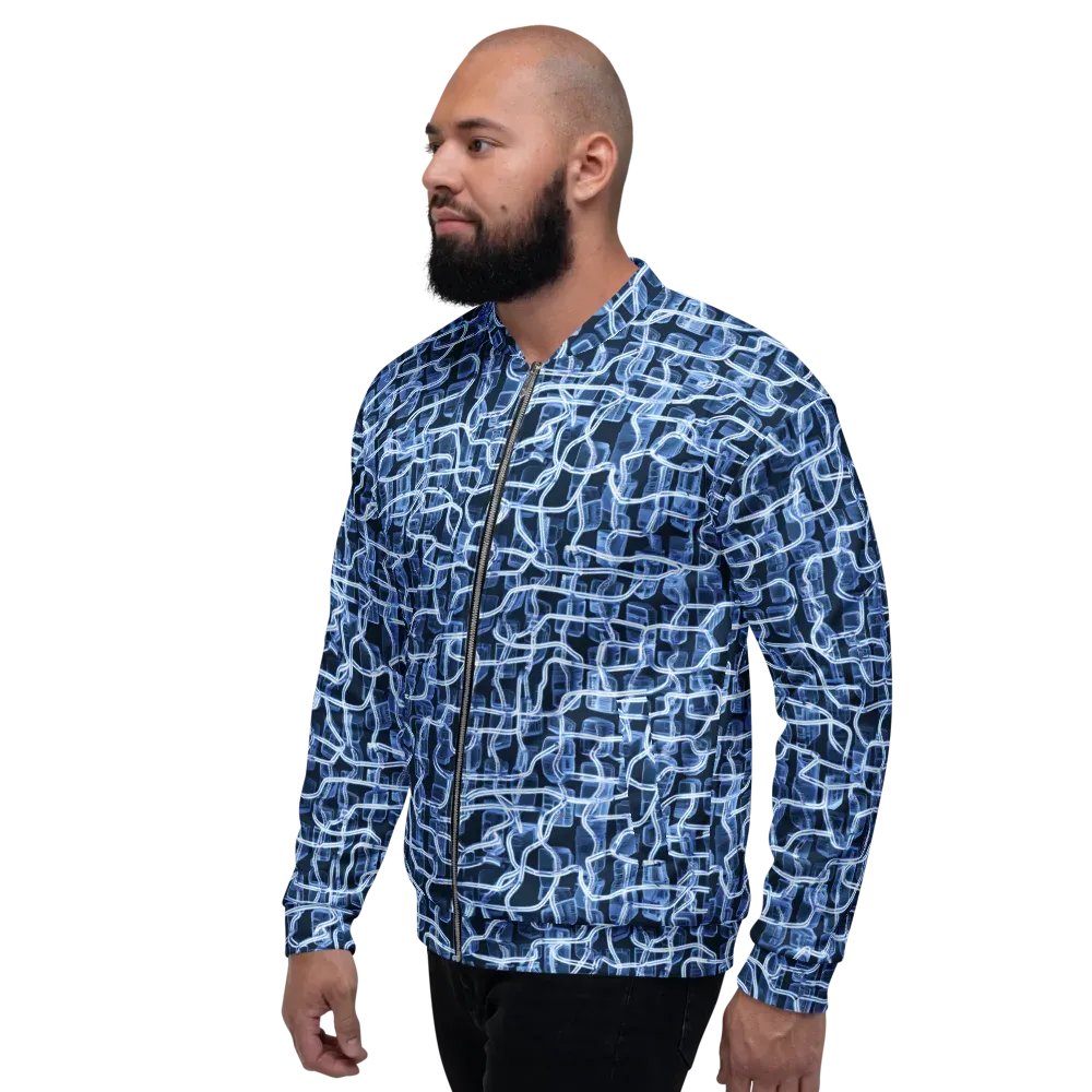 Midnight Circuitry on Bomber Jacket — Left