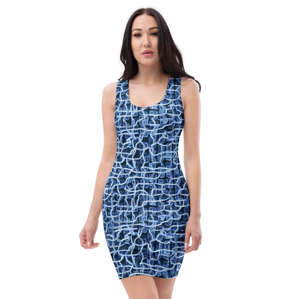 Midnight Circuitry on Bodycon Dress — Front