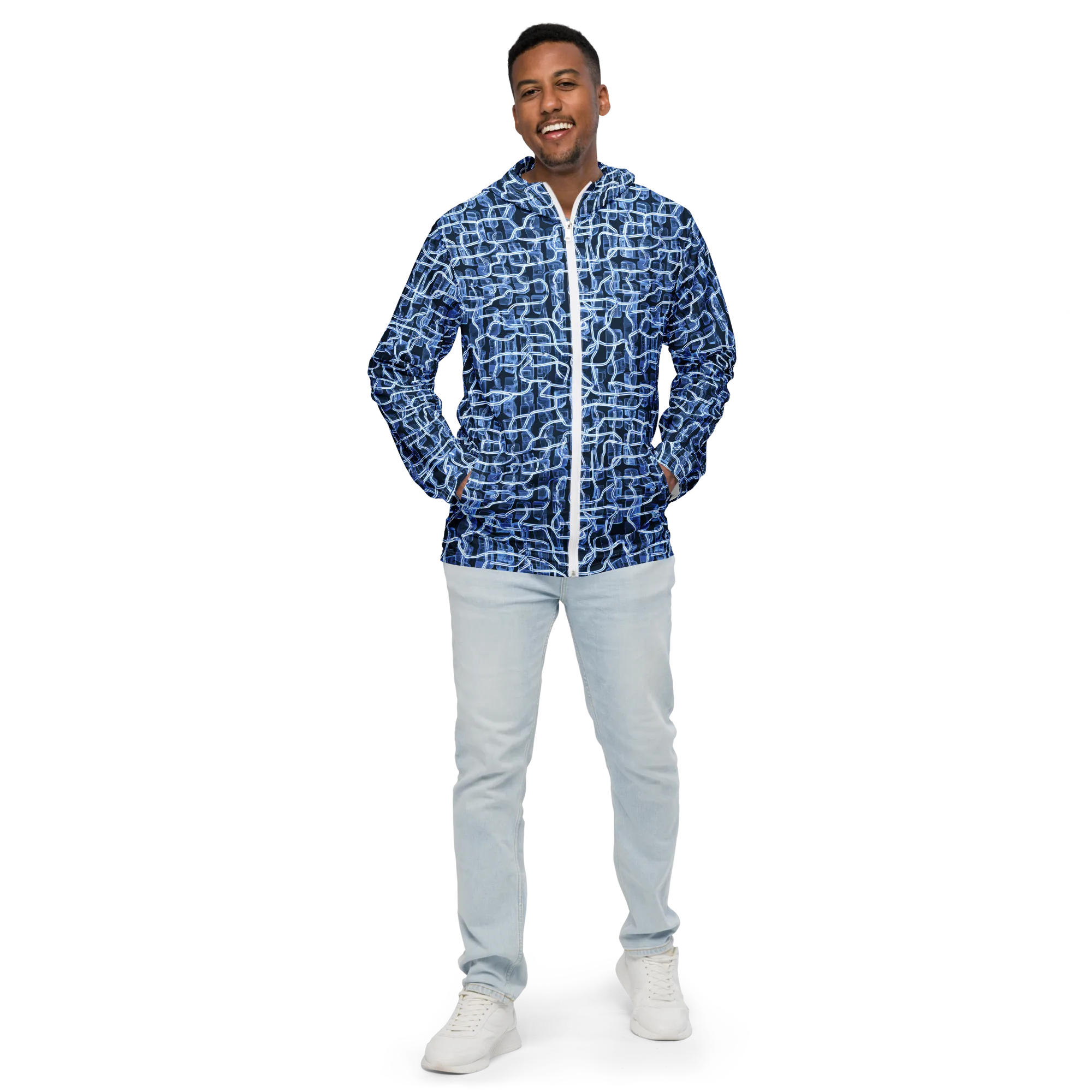 Midnight Circuitry on Men's Windbreaker — Front