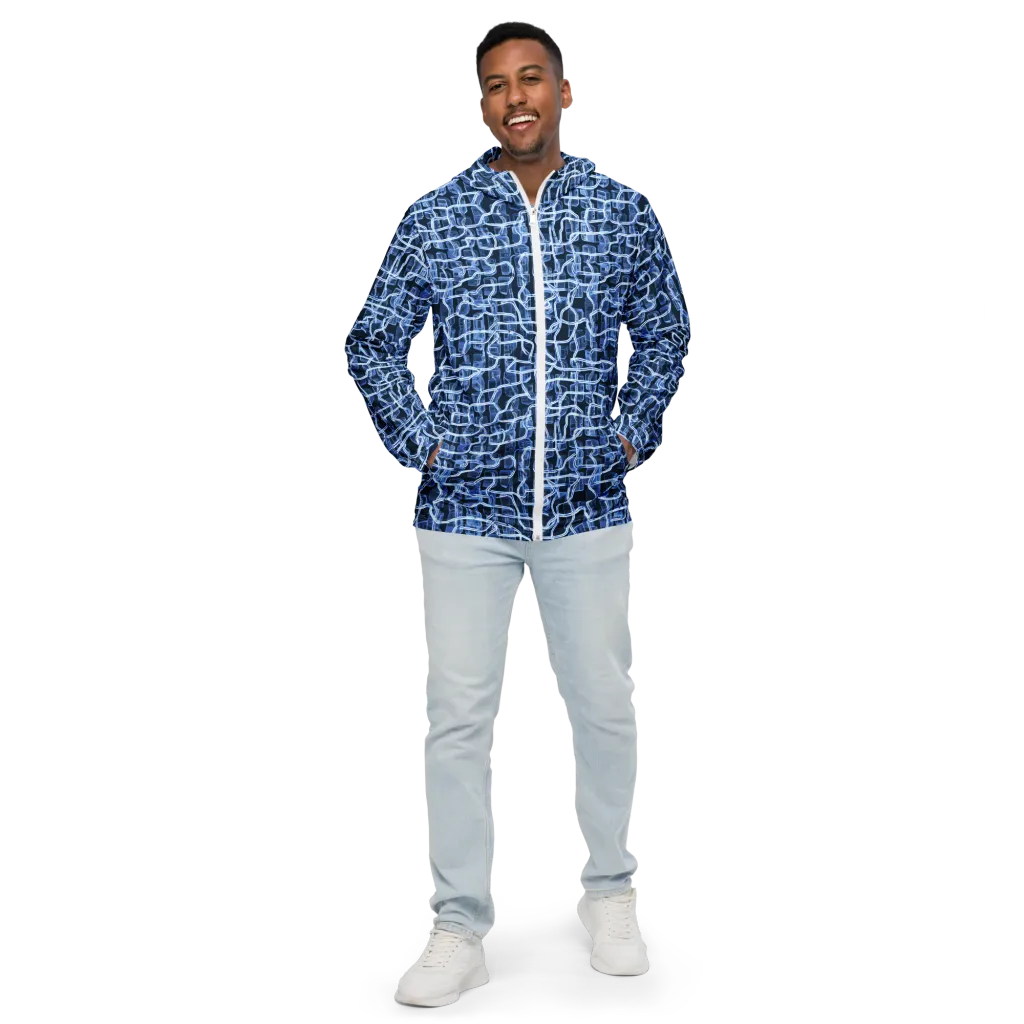 Midnight Circuitry on Men's Windbreaker — Front