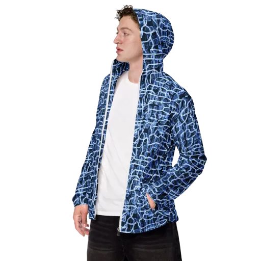 Midnight Circuitry Men's Windbreaker on model