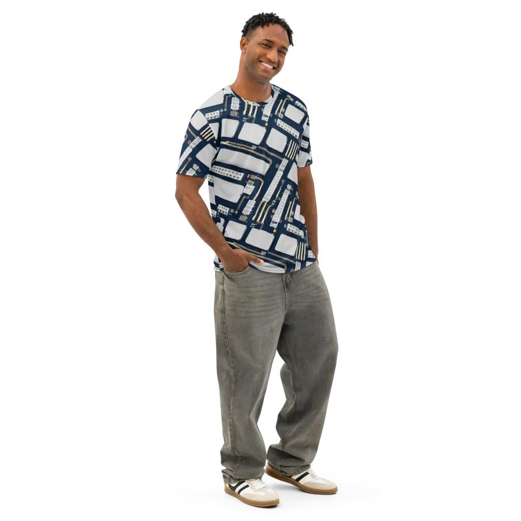 Aurum Interface on Men's Cotton Crew Neck T-Shirt — Right Front