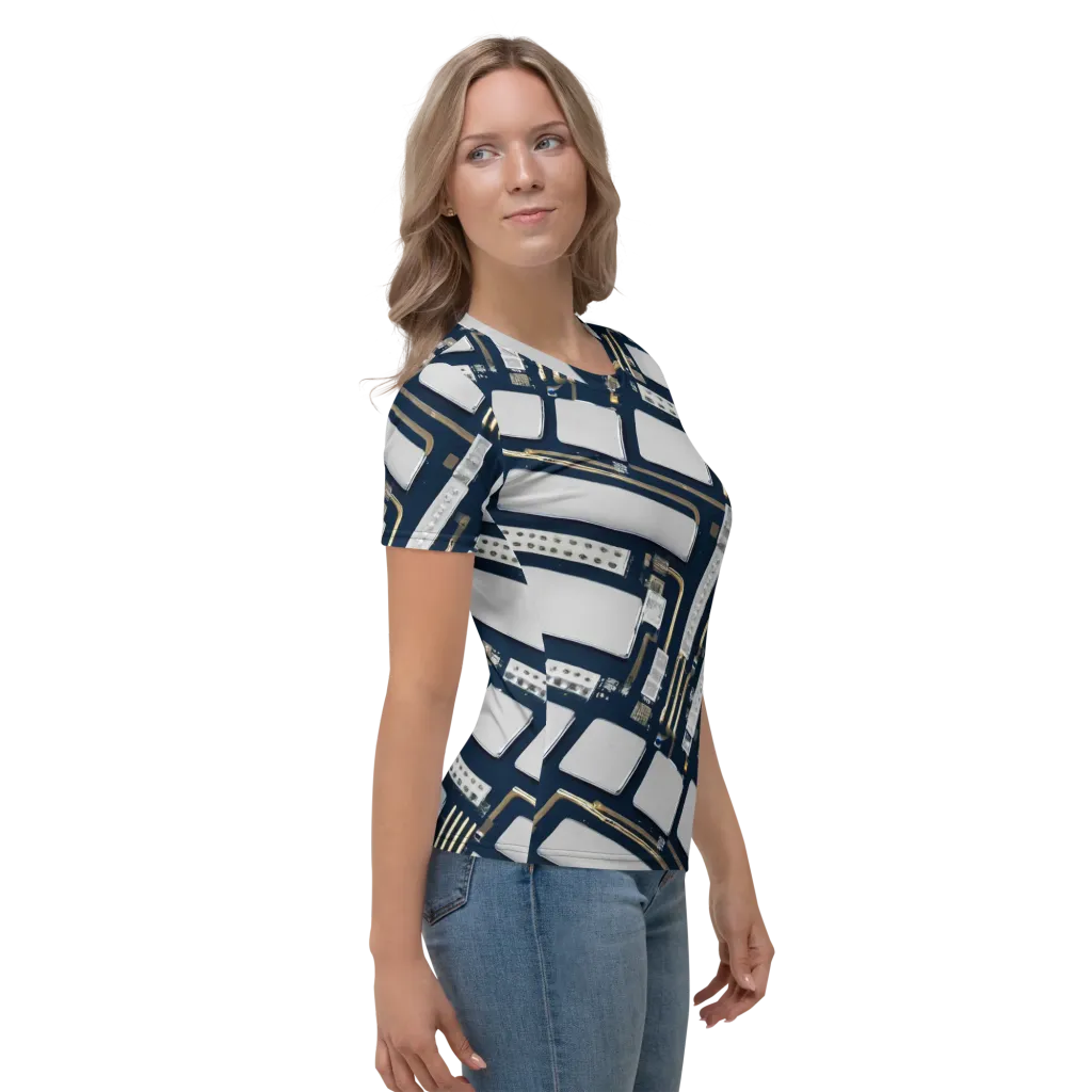 Aurum Interface on Women's Crew Neck T-Shirt — Right sleeve