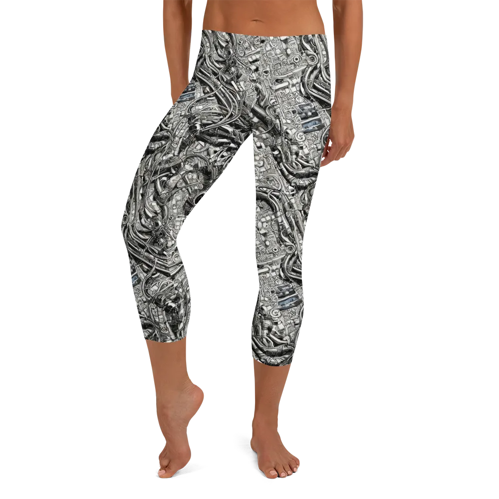 Chrome Labyrinth on Capri Leggings — Front