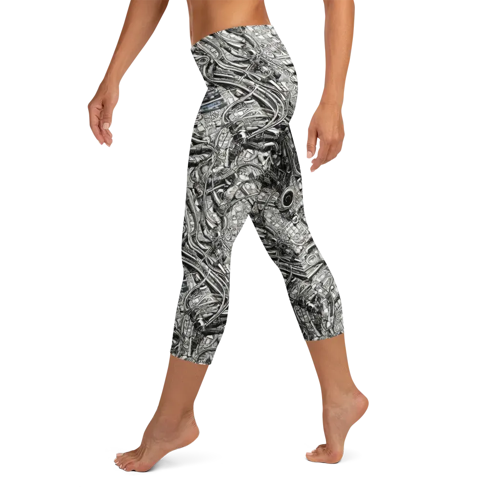 Chrome Labyrinth on Capri Leggings — Left