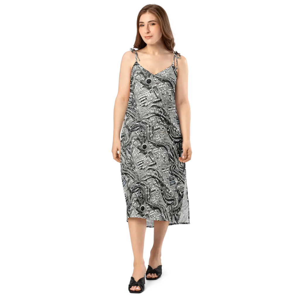 Chrome Labyrinth on Slip Dress — Front