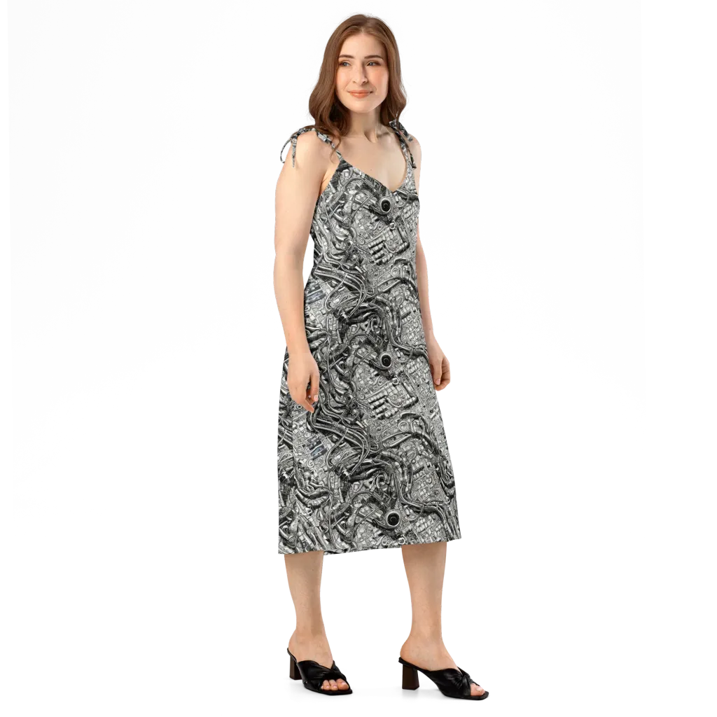 Chrome Labyrinth on Slip Dress — Right Front